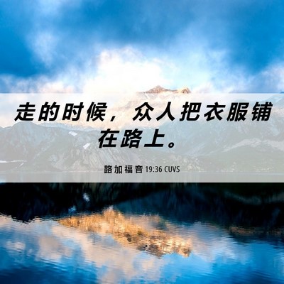 Picture 06 - 路 加 福 音 19:36 CUVS - 走 的 时 候 ， 众 人 把 衣 服 铺 在 - Bible Verse Picture