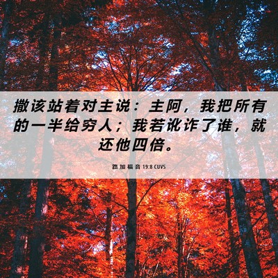 Picture 06 - 路 加 福 音 19:8 CUVS - 撒 该 站 着 对 主 说 ： 主 阿 ， 我 - Bible Verse Picture