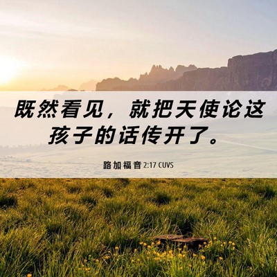 Picture 06 - 路 加 福 音 2:17 CUVS - 既 然 看 见 ， 就 把 天 使 论 这 孩 - Bible Verse Picture