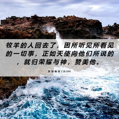 Picture 06 - 路 加 福 音 2:20 CUVS - 牧 羊 的 人 回 去 了 ， 因 所 听 见 - Bible Verse Picture