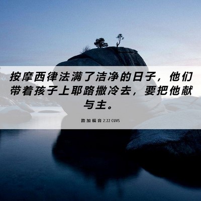 Picture 06 - 路 加 福 音 2:22 CUVS - 按 摩 西 律 法 满 了 洁 净 的 日 子 - Bible Verse Picture