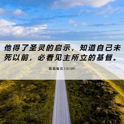 Picture 06 - 路 加 福 音 2:26 CUVS - 他 得 了 圣 灵 的 启 示 ， 知 道 自 - Bible Verse Picture