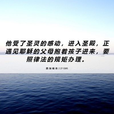 Picture 06 - 路 加 福 音 2:27 CUVS - 他 受 了 圣 灵 的 感 动 ， 进 入 圣 - Bible Verse Picture