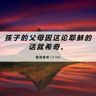 Picture 06 - 路 加 福 音 2:33 CUVS - 孩 子 的 父 母 因 这 论 耶 稣 的 话 - Bible Verse Picture