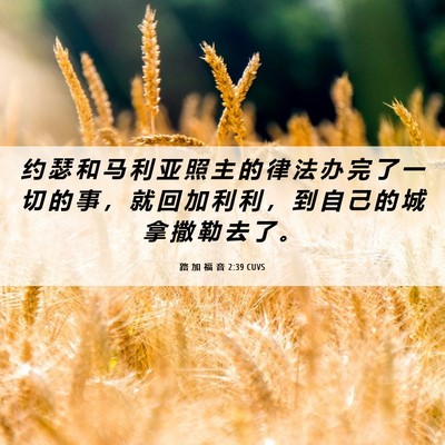 Picture 06 - 路 加 福 音 2:39 CUVS - 约 瑟 和 马 利 亚 照 主 的 律 法 办 - Bible Verse Picture