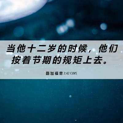 Picture 06 - 路 加 福 音 2:42 CUVS - 当 他 十 二 岁 的 时 候 ， 他 们 按 - Bible Verse Picture