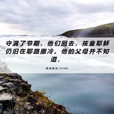 Picture 06 - 路 加 福 音 2:43 CUVS - 守 满 了 节 期 ， 他 们 回 去 ， 孩 - Bible Verse Picture