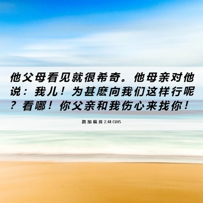Picture 06 - 路 加 福 音 2:48 CUVS - 他 父 母 看 见 就 很 希 奇 。 他 母 - Bible Verse Picture