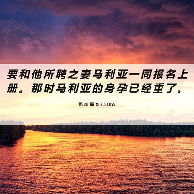 Picture 06 - 路 加 福 音 2:5 CUVS - 要 和 他 所 聘 之 妻 马 利 亚 一 同 - Bible Verse Picture