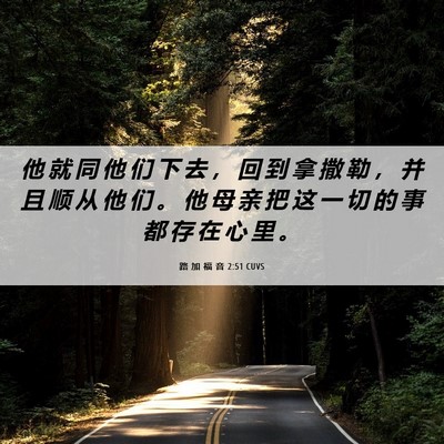 Picture 06 - 路 加 福 音 2:51 CUVS - 他 就 同 他 们 下 去 ， 回 到 拿 撒 - Bible Verse Picture