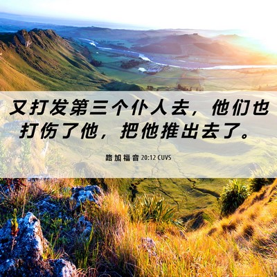 Picture 06 - 路 加 福 音 20:12 CUVS - 又 打 发 第 三 个 仆 人 去 ， 他 们 - Bible Verse Picture