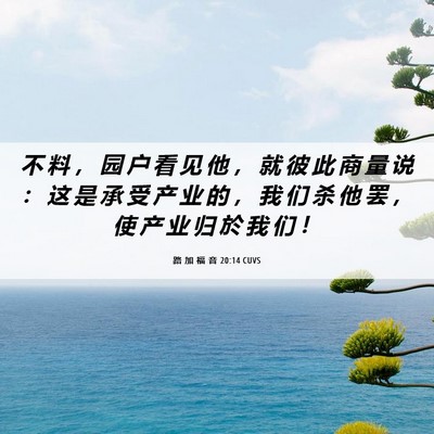 Picture 06 - 路 加 福 音 20:14 CUVS - 不 料 ， 园 户 看 见 他 ， 就 彼 此 - Bible Verse Picture