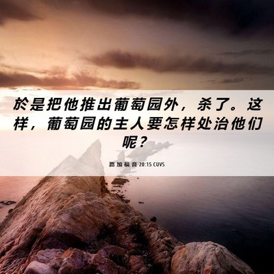 Picture 06 - 路 加 福 音 20:15 CUVS - 於 是 把 他 推 出 葡 萄 园 外 ， 杀 - Bible Verse Picture