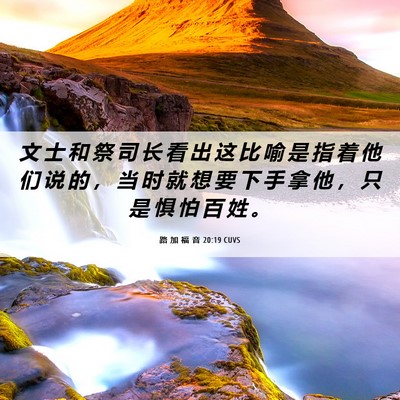 Picture 06 - 路 加 福 音 20:19 CUVS - 文 士 和 祭 司 长 看 出 这 比 喻 是 - Bible Verse Picture