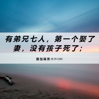 Picture 06 - 路 加 福 音 20:29 CUVS - 有 弟 兄 七 人 ， 第 一 个 娶 了 妻 - Bible Verse Picture