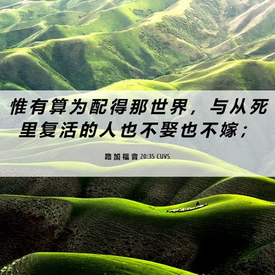 Picture 06 - 路 加 福 音 20:35 CUVS - 惟 有 算 为 配 得 那 世 界 ， 与 从 - Bible Verse Picture