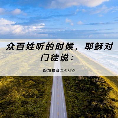 Picture 06 - 路 加 福 音 20:45 CUVS - 众 百 姓 听 的 时 候 ， 耶 稣 对 门 - Bible Verse Picture