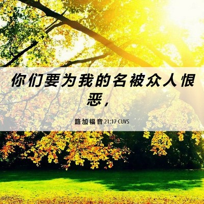 Picture 06 - 路 加 福 音 21:17 CUVS - 你 们 要 为 我 的 名 被 众 人 恨 恶 - Bible Verse Picture