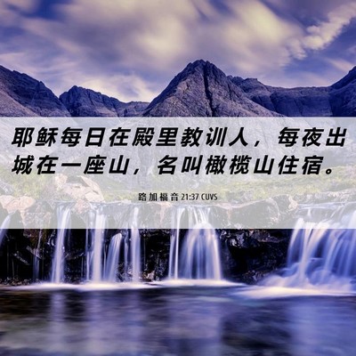 Picture 06 - 路 加 福 音 21:37 CUVS - 耶 稣 每 日 在 殿 里 教 训 人 ， 每 - Bible Verse Picture