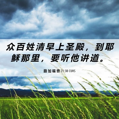 Picture 06 - 路 加 福 音 21:38 CUVS - 众 百 姓 清 早 上 圣 殿 ， 到 耶 稣 - Bible Verse Picture