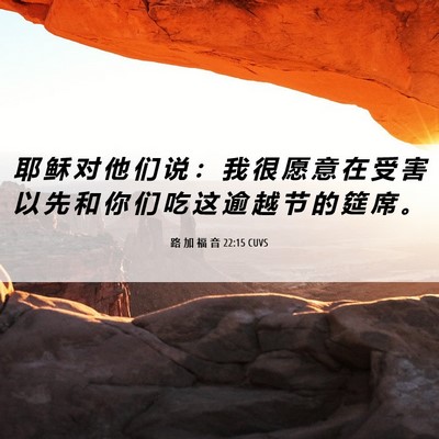 Picture 06 - 路 加 福 音 22:15 CUVS - 耶 稣 对 他 们 说 ： 我 很 愿 意 在 - Bible Verse Picture