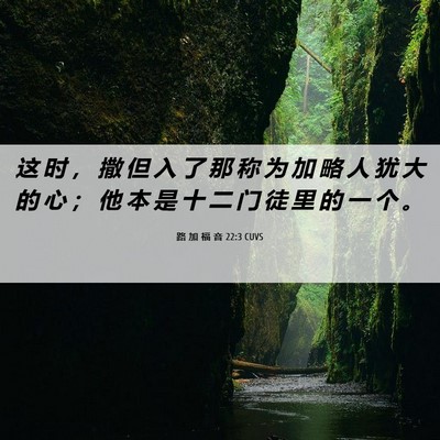 Picture 06 - 路 加 福 音 22:3 CUVS - 这 时 ， 撒 但 入 了 那 称 为 加 略 - Bible Verse Picture