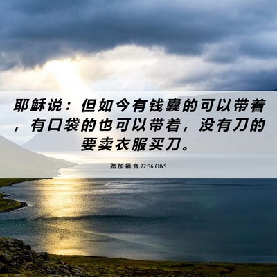 Picture 06 - 路 加 福 音 22:36 CUVS - 耶 稣 说 ： 但 如 今 有 钱 囊 的 可 - Bible Verse Picture