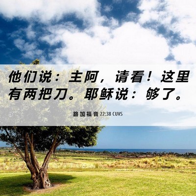 Picture 06 - 路 加 福 音 22:38 CUVS - 他 们 说 ： 主 阿 ， 请 看 ！ 这 里 - Bible Verse Picture