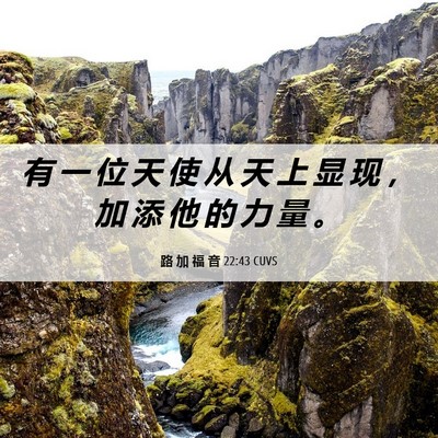 Picture 06 - 路 加 福 音 22:43 CUVS - 有 一 位 天 使 从 天 上 显 现 ， 加 - Bible Verse Picture
