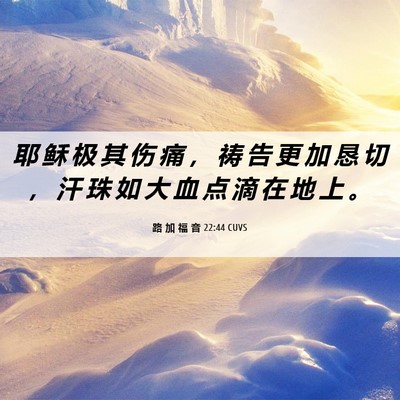 Picture 06 - 路 加 福 音 22:44 CUVS - 耶 稣 极 其 伤 痛 ， 祷 告 更 加 恳 - Bible Verse Picture