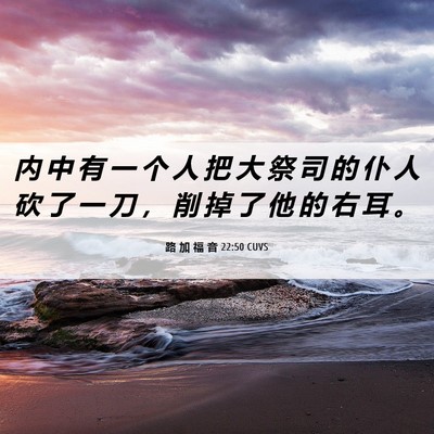 Picture 06 - 路 加 福 音 22:50 CUVS - 内 中 有 一 个 人 把 大 祭 司 的 仆 - Bible Verse Picture
