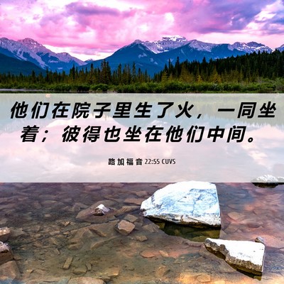 Picture 06 - 路 加 福 音 22:55 CUVS - 他 们 在 院 子 里 生 了 火 ， 一 同 - Bible Verse Picture