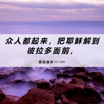 Picture 06 - 路 加 福 音 23:1 CUVS - 众 人 都 起 来 ， 把 耶 稣 解 到 彼 - Bible Verse Picture