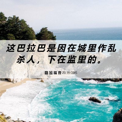 Picture 06 - 路 加 福 音 23:19 CUVS - 这 巴 拉 巴 是 因 在 城 里 作 乱 杀 - Bible Verse Picture
