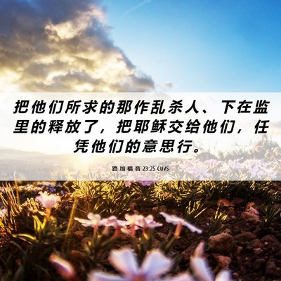 Picture 06 - 路 加 福 音 23:25 CUVS - 把 他 们 所 求 的 那 作 乱 杀 人 、 - Bible Verse Picture