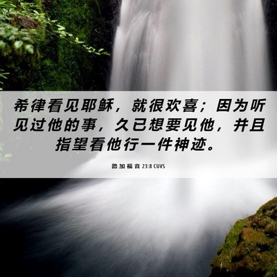 Picture 06 - 路 加 福 音 23:8 CUVS - 希 律 看 见 耶 稣 ， 就 很 欢 喜 ； - Bible Verse Picture