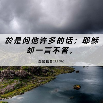 Picture 06 - 路 加 福 音 23:9 CUVS - 於 是 问 他 许 多 的 话 ； 耶 稣 却 - Bible Verse Picture