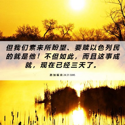 Picture 06 - 路 加 福 音 24:21 CUVS - 但 我 们 素 来 所 盼 望 、 要 赎 以 - Bible Verse Picture