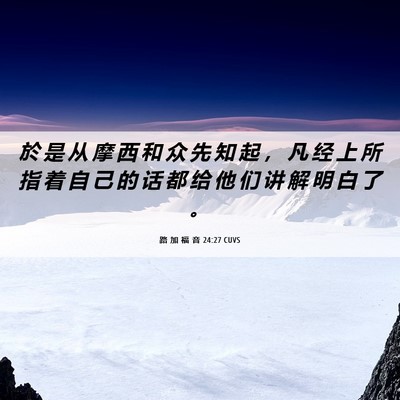 Picture 06 - 路 加 福 音 24:27 CUVS - 於 是 从 摩 西 和 众 先 知 起 ， 凡 - Bible Verse Picture