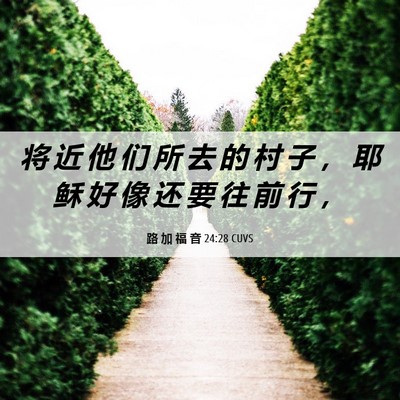 Picture 06 - 路 加 福 音 24:28 CUVS - 将 近 他 们 所 去 的 村 子 ， 耶 稣 - Bible Verse Picture