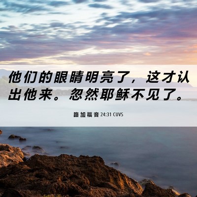 Picture 06 - 路 加 福 音 24:31 CUVS - 他 们 的 眼 睛 明 亮 了 ， 这 才 认 - Bible Verse Picture