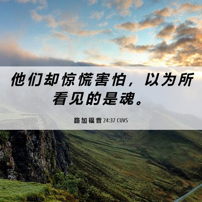 Picture 06 - 路 加 福 音 24:37 CUVS - 他 们 却 惊 慌 害 怕 ， 以 为 所 看 - Bible Verse Picture