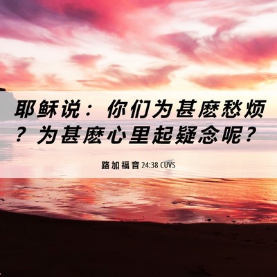 Picture 06 - 路 加 福 音 24:38 CUVS - 耶 稣 说 ： 你 们 为 甚 麽 愁 烦 ？ - Bible Verse Picture