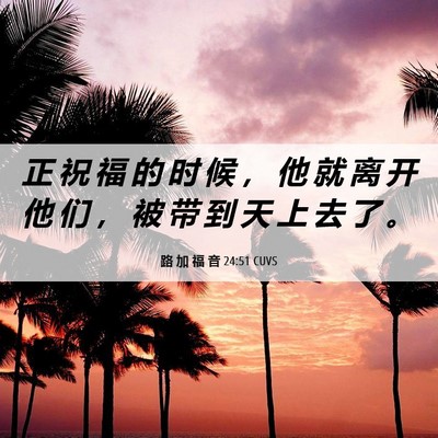 Picture 06 - 路 加 福 音 24:51 CUVS - 正 祝 福 的 时 候 ， 他 就 离 开 他 - Bible Verse Picture
