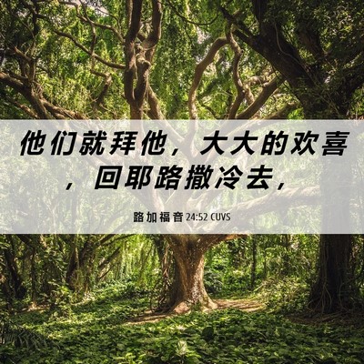 Picture 06 - 路 加 福 音 24:52 CUVS - 他 们 就 拜 他 ， 大 大 的 欢 喜 ， - Bible Verse Picture