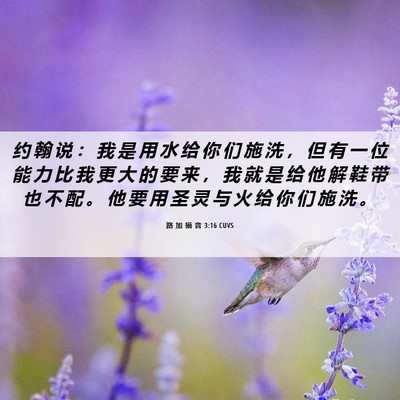 Picture 06 - 路 加 福 音 3:16 CUVS - 约 翰 说 ： 我 是 用 水 给 你 们 施 - Bible Verse Picture