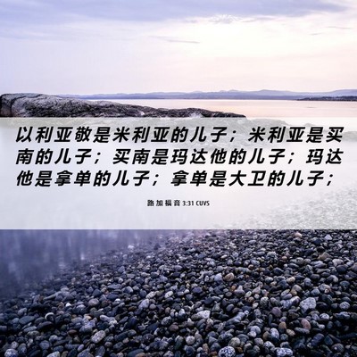 Picture 06 - 路 加 福 音 3:31 CUVS - 以 利 亚 敬 是 米 利 亚 的 儿 子 ； - Bible Verse Picture