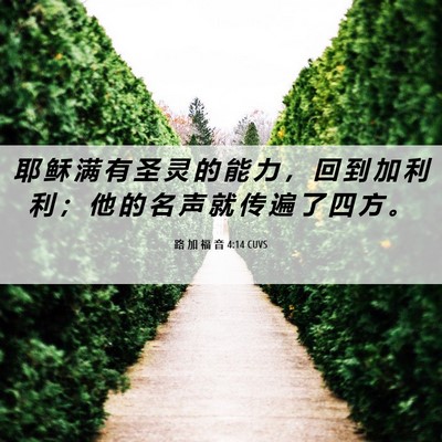 Picture 06 - 路 加 福 音 4:14 CUVS - 耶 稣 满 有 圣 灵 的 能 力 ， 回 到 - Bible Verse Picture