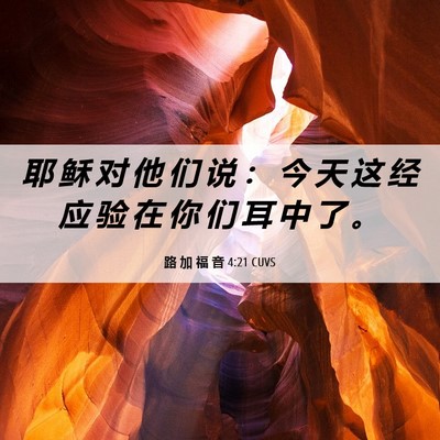 Picture 06 - 路 加 福 音 4:21 CUVS - 耶 稣 对 他 们 说 ： 今 天 这 经 应 - Bible Verse Picture