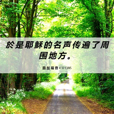 Picture 06 - 路 加 福 音 4:37 CUVS - 於 是 耶 稣 的 名 声 传 遍 了 周 围 - Bible Verse Picture